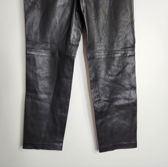 Theory Thaniel Bristol Black Lamb Leather Slim Leg Pants Size 4 - Picture 8 of 15